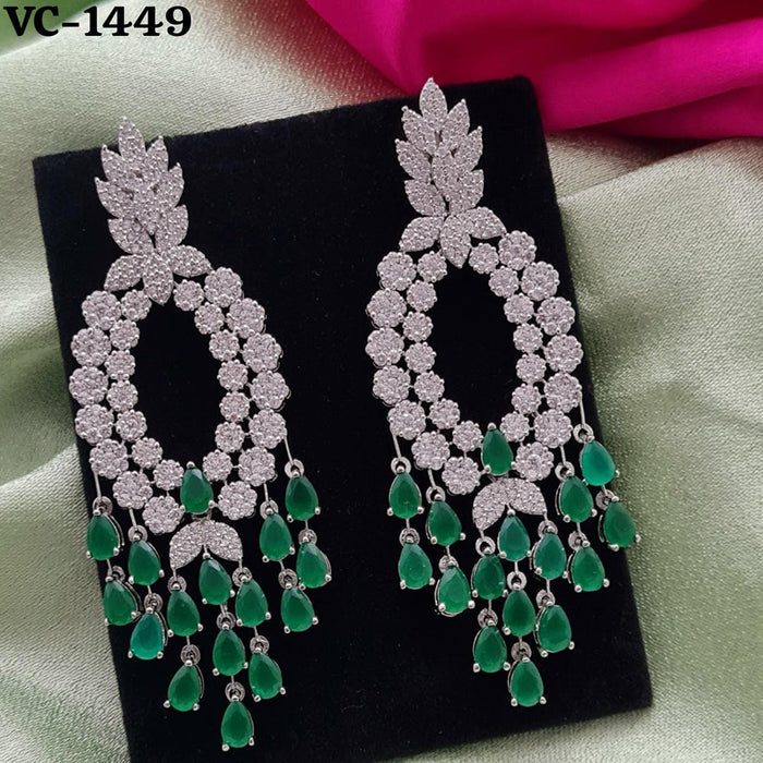 Vivah Creation Silver Plated AD Stone Dangler Earrings