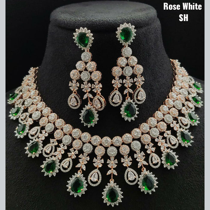 Vivah Creations Rose Gold Plated AD Stone Necklace Set