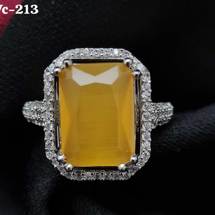 Vivah Creations Silver Plated AD Stone Adjustable Ring