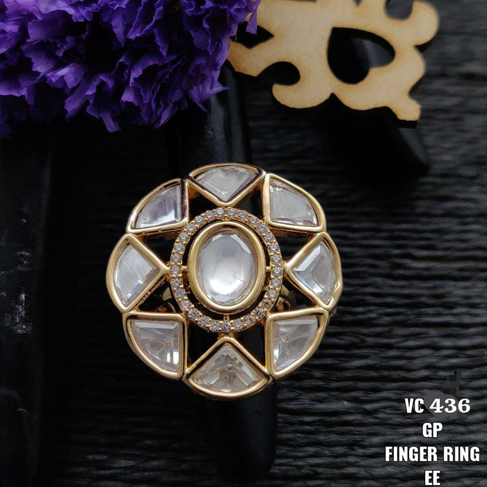 Vivah Creations Gold Plated Reverse AD Stone Adjustable Ring