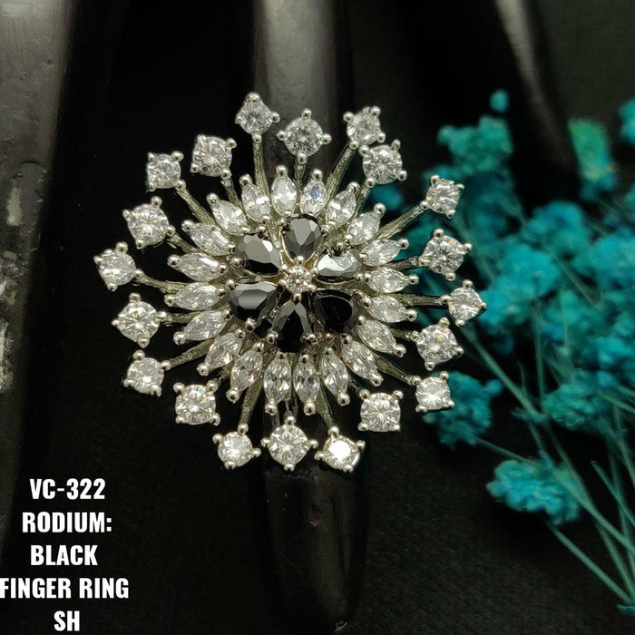 Vivah Creations Silver Plated AD Stone Adjustable Ring
