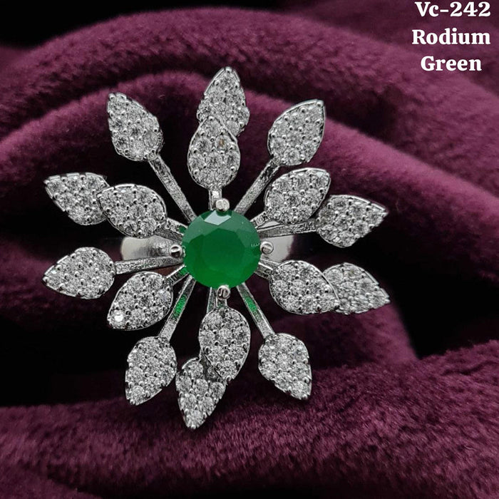 Vivah Creations Silver Plated AD Stone Adjustable Ring