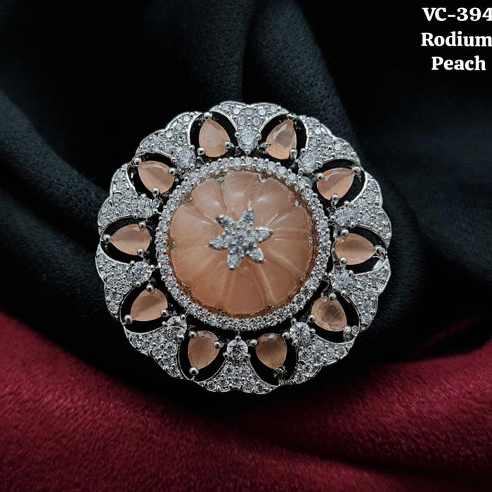 Vivah Creations Silver Plated AD Stone Adjustable Ring