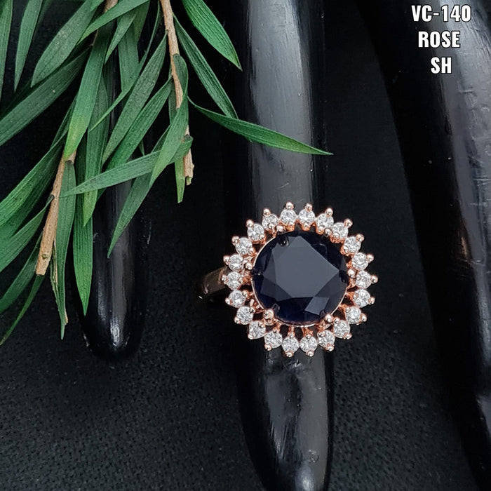 Vivah Creations Rose Gold Plated AD Stone Adjustable Ring