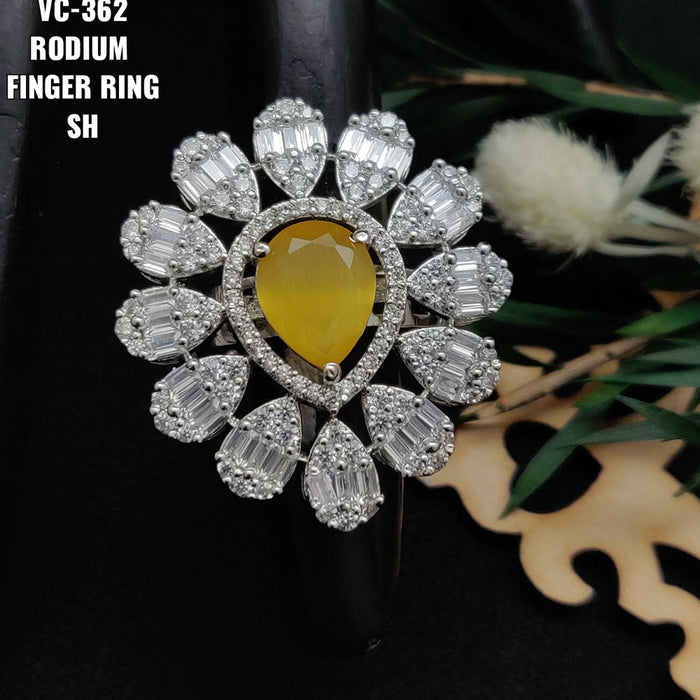 Vivah Creations Silver Plated AD Stone Adjustable Ring