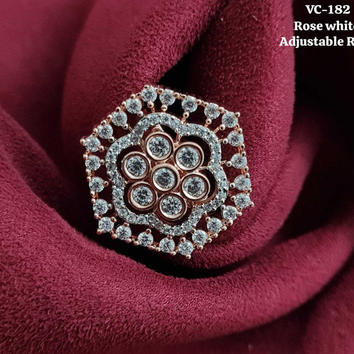 Vivah Creations Rose Gold Plated AD Stone Adjustable Ring