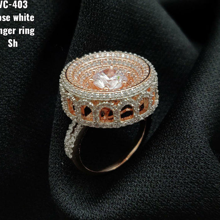 Vivah Creations Rose Gold Plated AD Stone Adjustable Ring