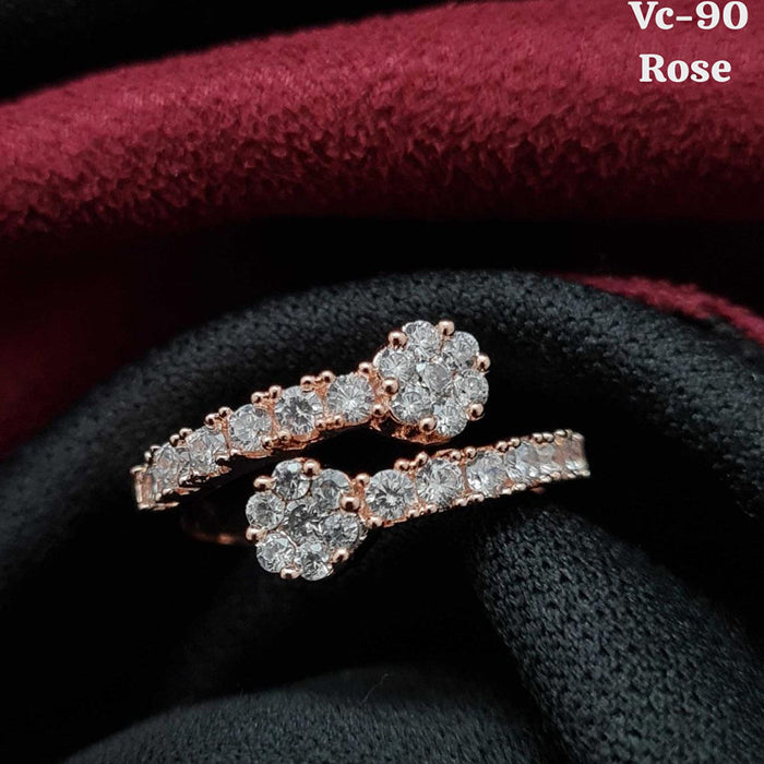 Vivah Creations Rose Gold Plated AD Stone Adjustable Ring