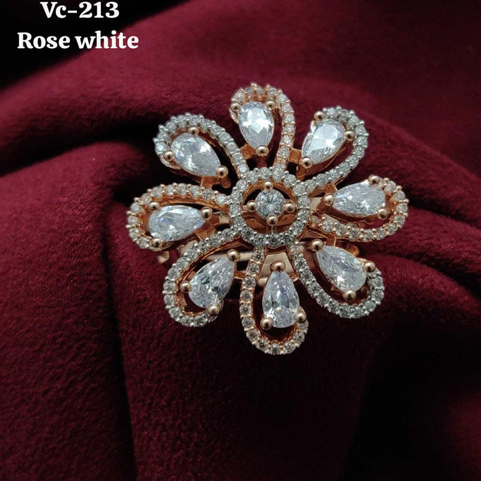 Vivah Creations Rose Gold Plated AD Stone Adjustable Ring
