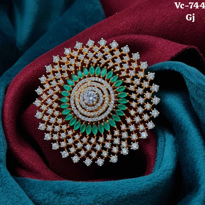 Vivah Creations Gold Plated AD Stone Adjustable Ring