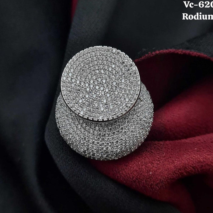 Vivah Creations Silver Plated AD Stone Adjustable Ring
