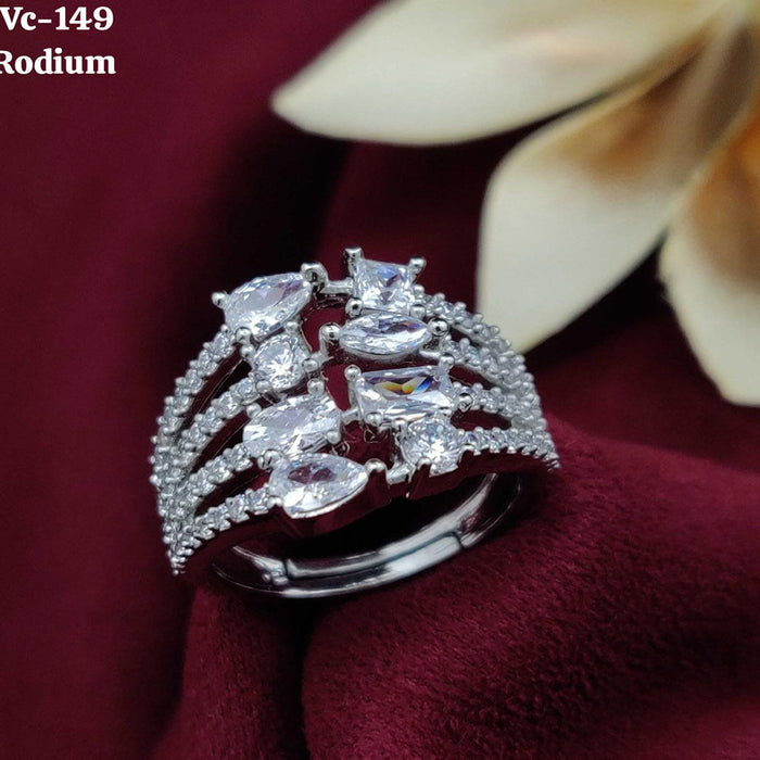 Vivah Creations Silver Plated AD Stone Adjustable Ring