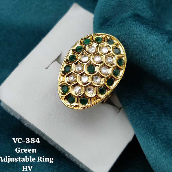 Vivah Creations Gold Kundan Stone Adjustable Ring