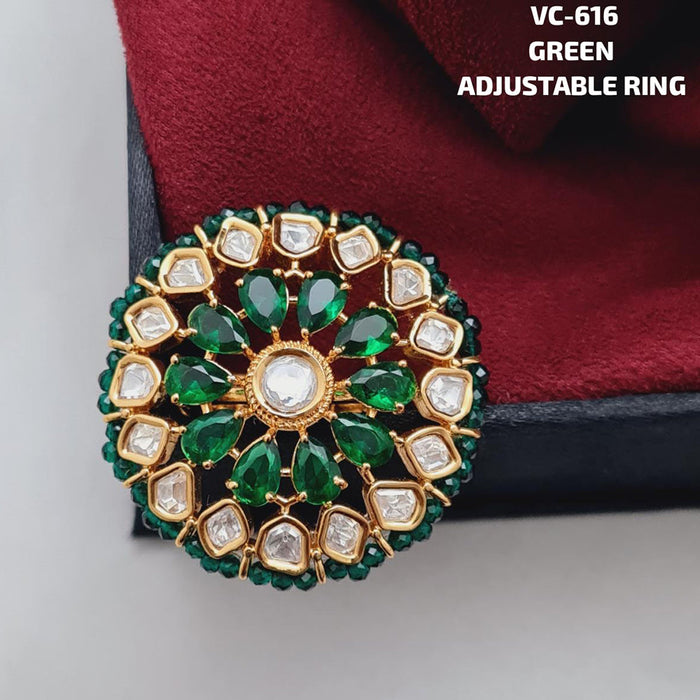 Vivah Creations Gold Kundan Stone Adjustable Ring