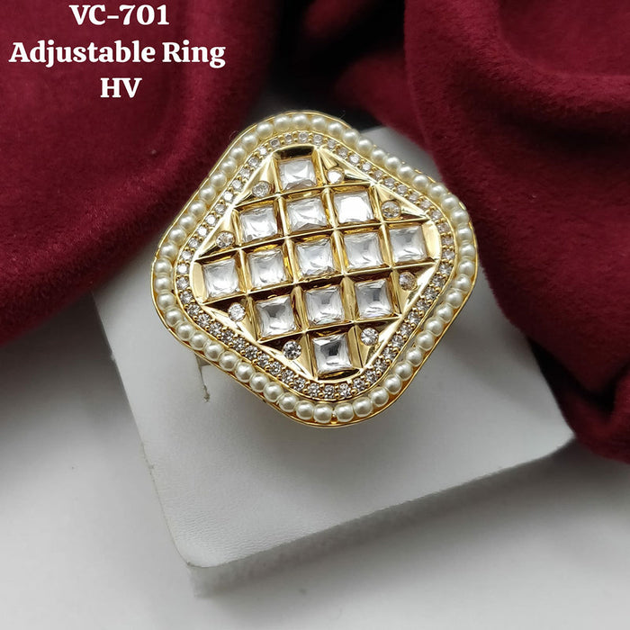 Vivah Creations Gold Plated AD Stone Adjustable Ring.