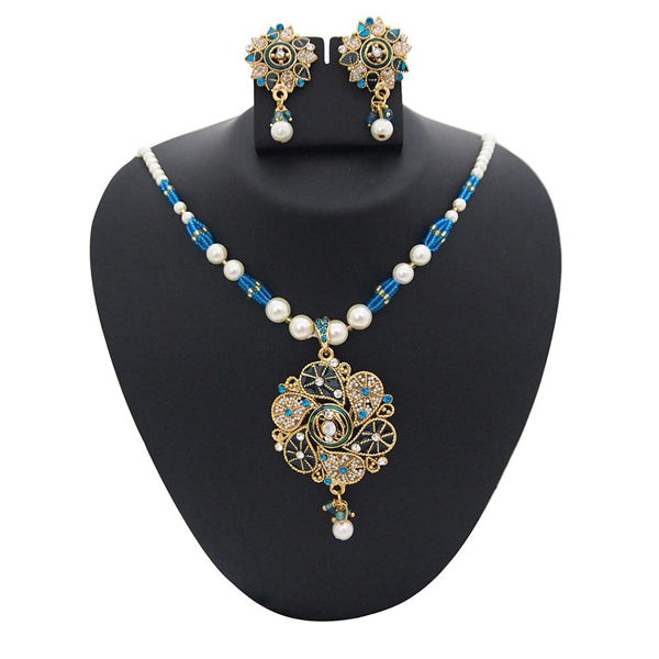 The99Jewel Meenakari Austrian Stone Pearl Necklace Set