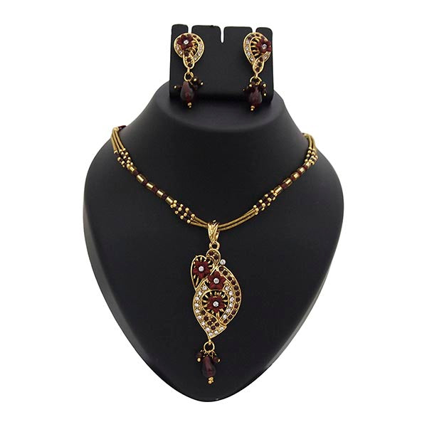 Kriaa Gold Plated Austrian Stone Pendant Set