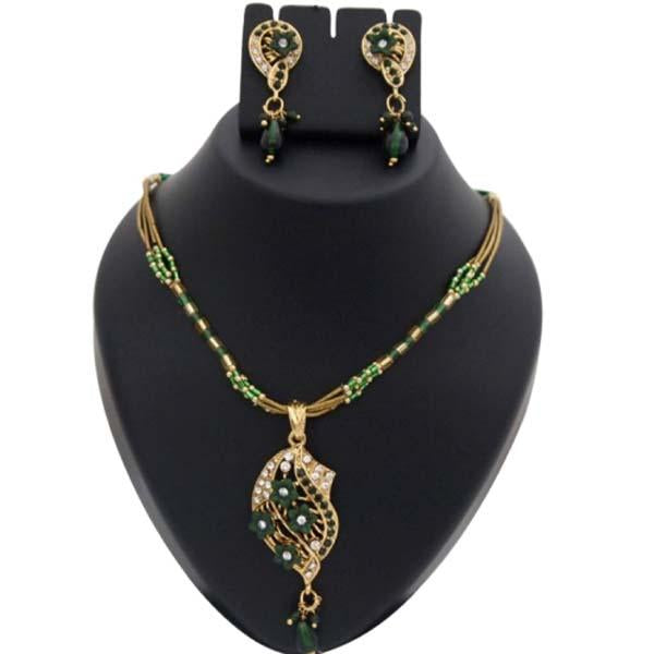 Kriaa Austrian Stone Floral Gold Plated Pendant Set