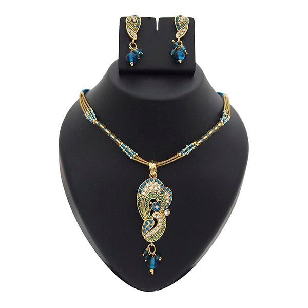 Kriaa Austrian Stone Gold Plated Pendant Set