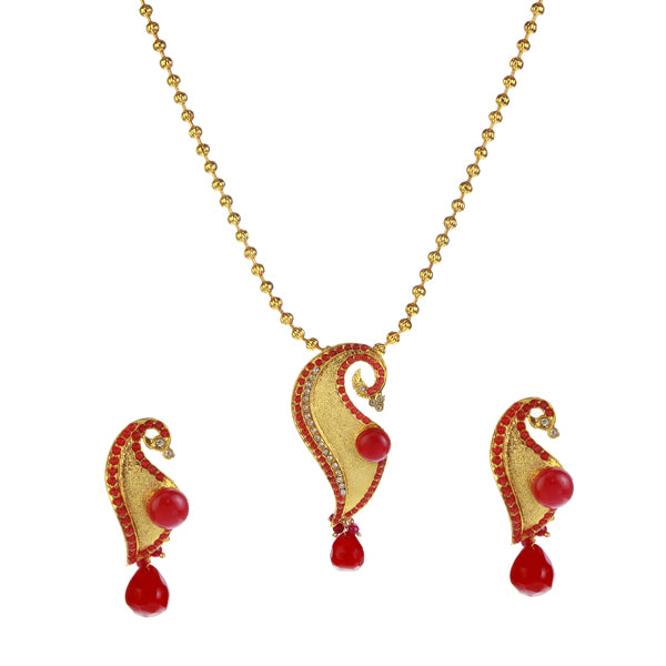 Kriaa Gold Plated Austrian Stone Pendant Set