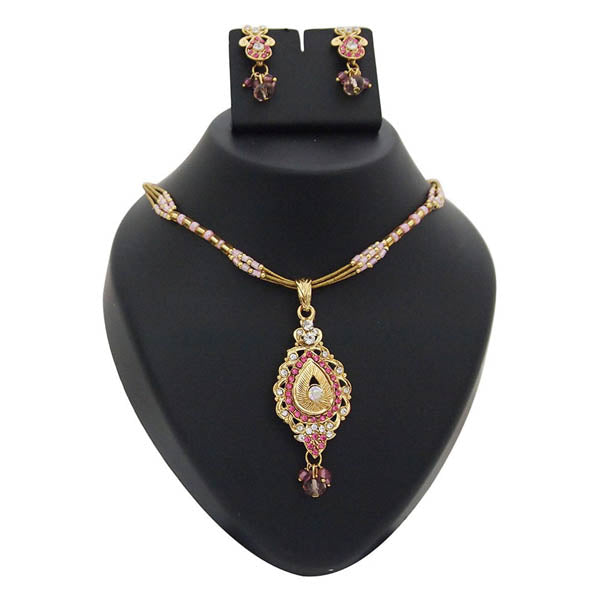 Kriaa Austrian Stone Gold Plated Pendant Set