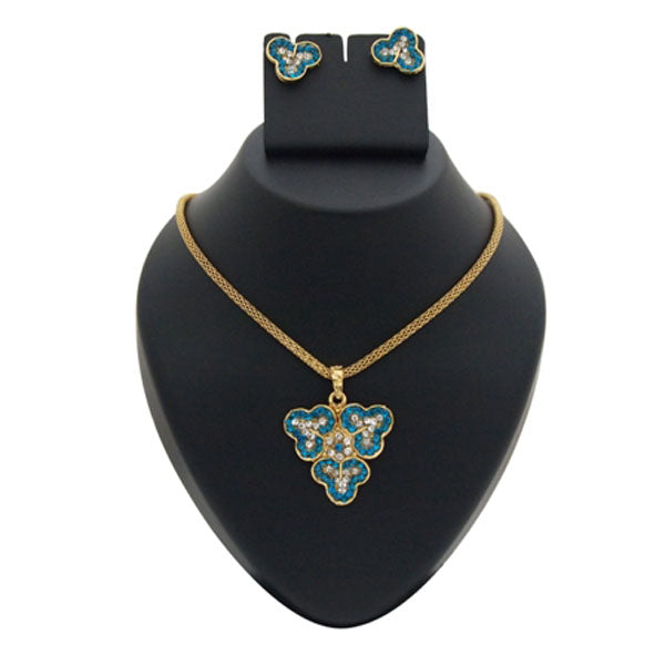 Kriaa Blue Austrian Stone Gold Plated Pendant Set