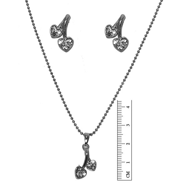 Regina Austrian Stone Rhodium Heart Plated Pendant Set