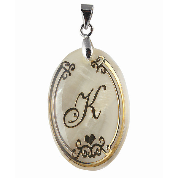 Regina Alphabet K" Shell Pendant