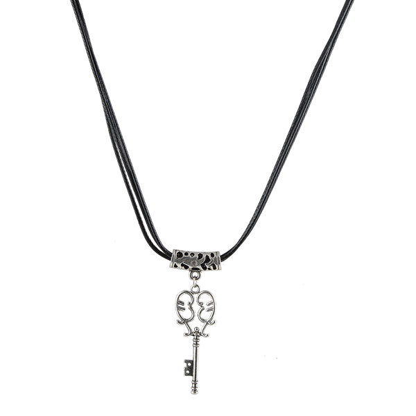 Urthn Key Shape Rhodium Plated Pendant