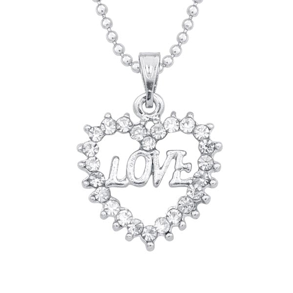 Regina Silver Plated Austrian Stone Love Heart Chain Pendant