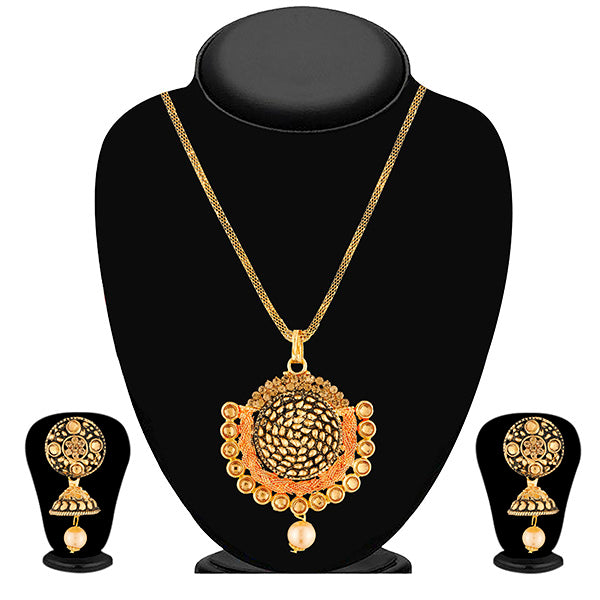 Kriaa Brown Austrian Stone Gold Plated Pendant Set