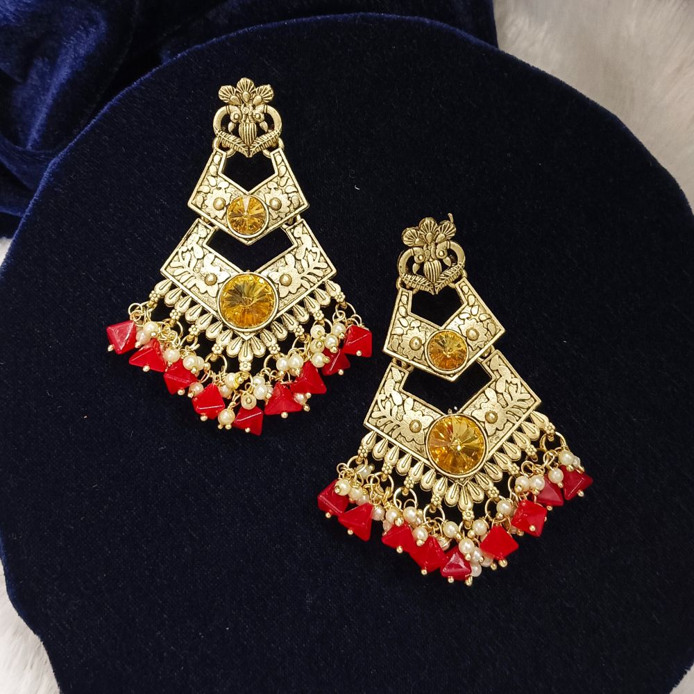 JewelMaze Crystal Stone Gold Plated Dangler Earrings