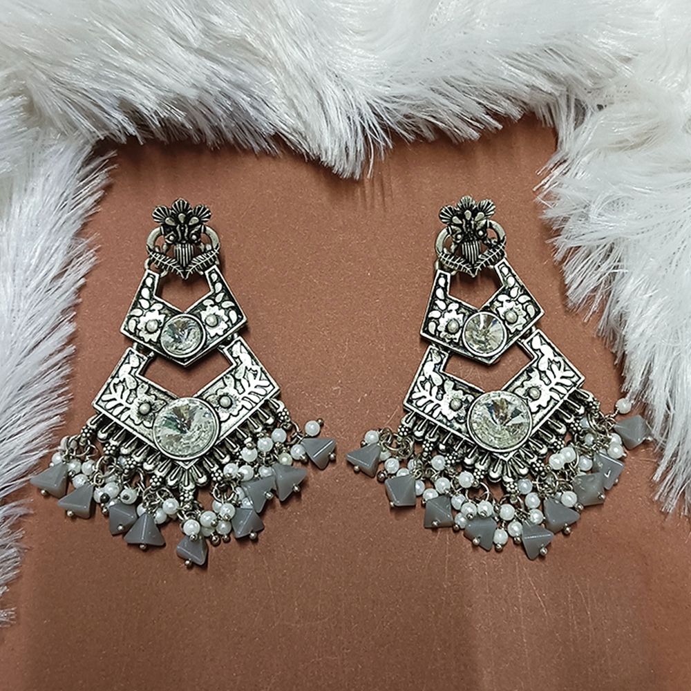 JewelMaze Crystal Stone Silver Plated Dangler Earrings