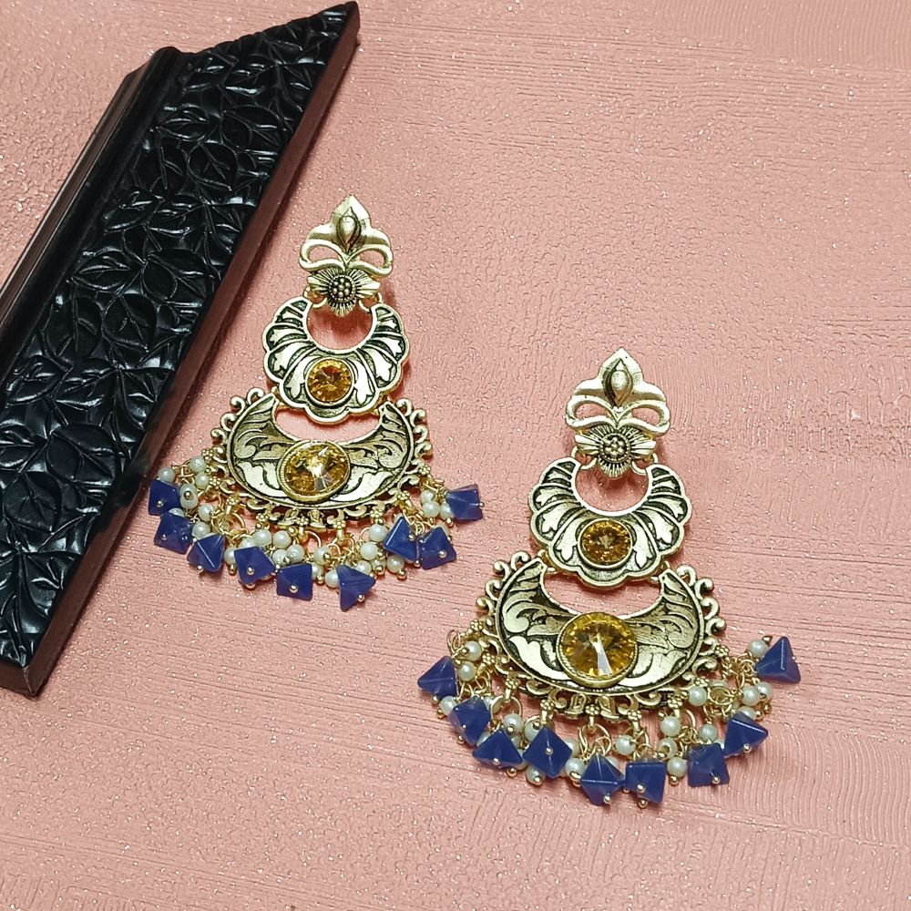 JewelMaze Crystal Stone Gold Plated Dangler Earrings