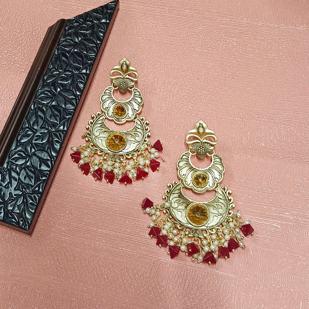 JewelMaze Crystal Stone Gold Plated Dangler Earrings