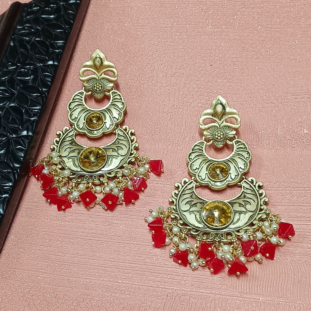 JewelMaze Crystal Stone Gold Plated Dangler Earrings