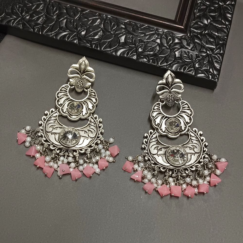 JewelMaze Crystal Stone Silver Plated Dangler Earrings