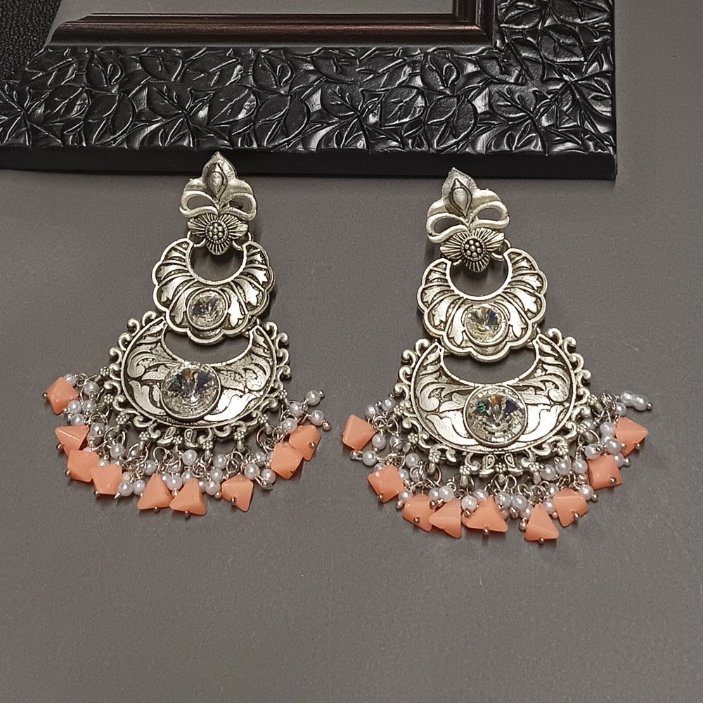 JewelMaze Crystal Stone Silver Plated Dangler Earrings