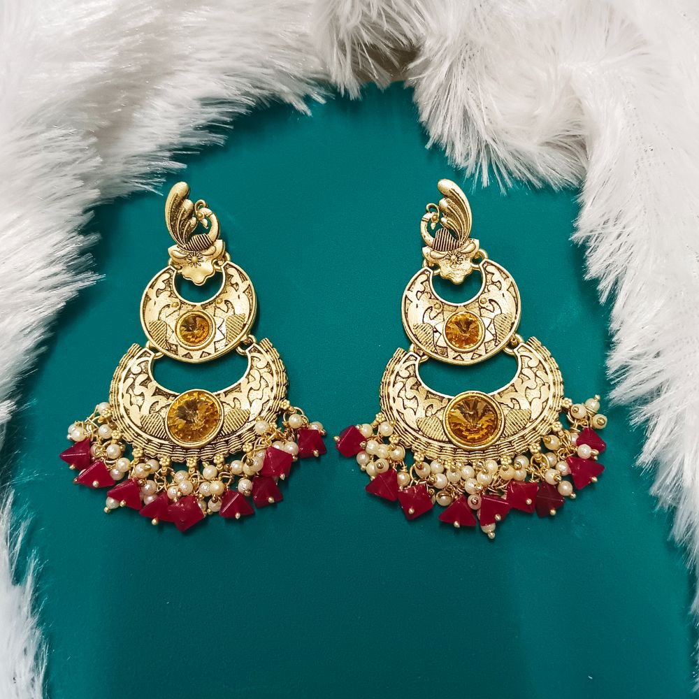 JewelMaze Crystal Stone Gold Plated Dangler Earrings