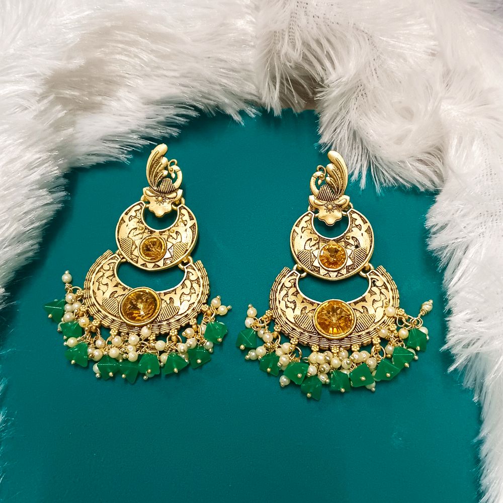 JewelMaze Crystal Stone Gold Plated Dangler Earrings