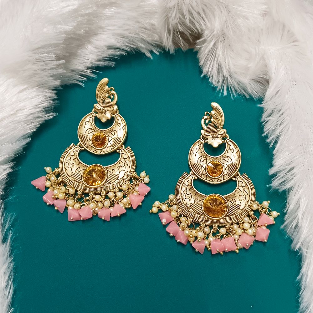 JewelMaze Crystal Stone Gold Plated Dangler Earrings