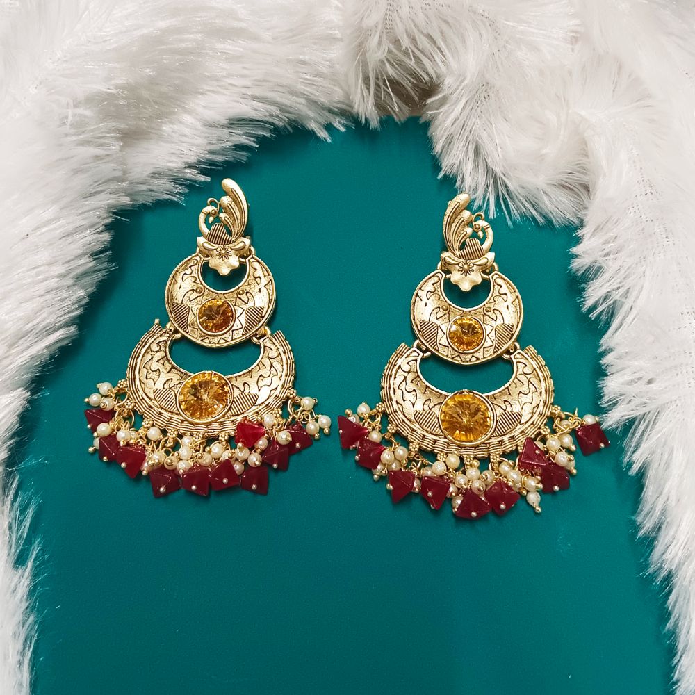JewelMaze Crystal Stone Gold Plated Dangler Earrings