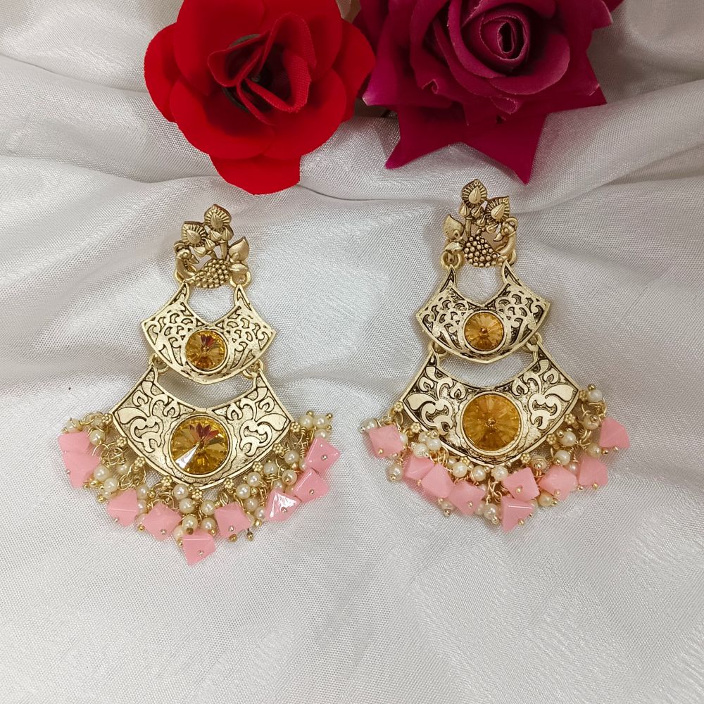 JewelMaze Crystal Stone Gold Plated Dangler Earrings