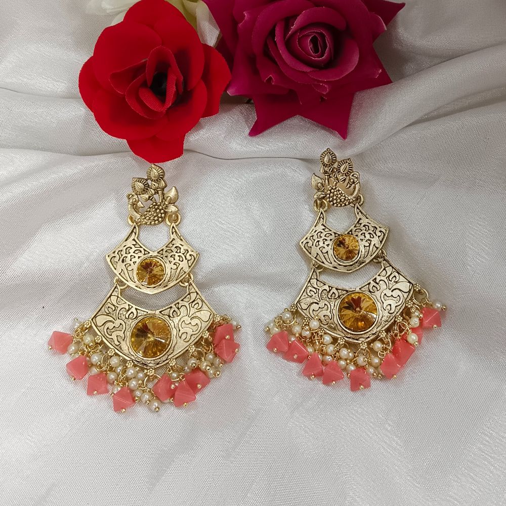 JewelMaze Crystal Stone Gold Plated Dangler Earrings