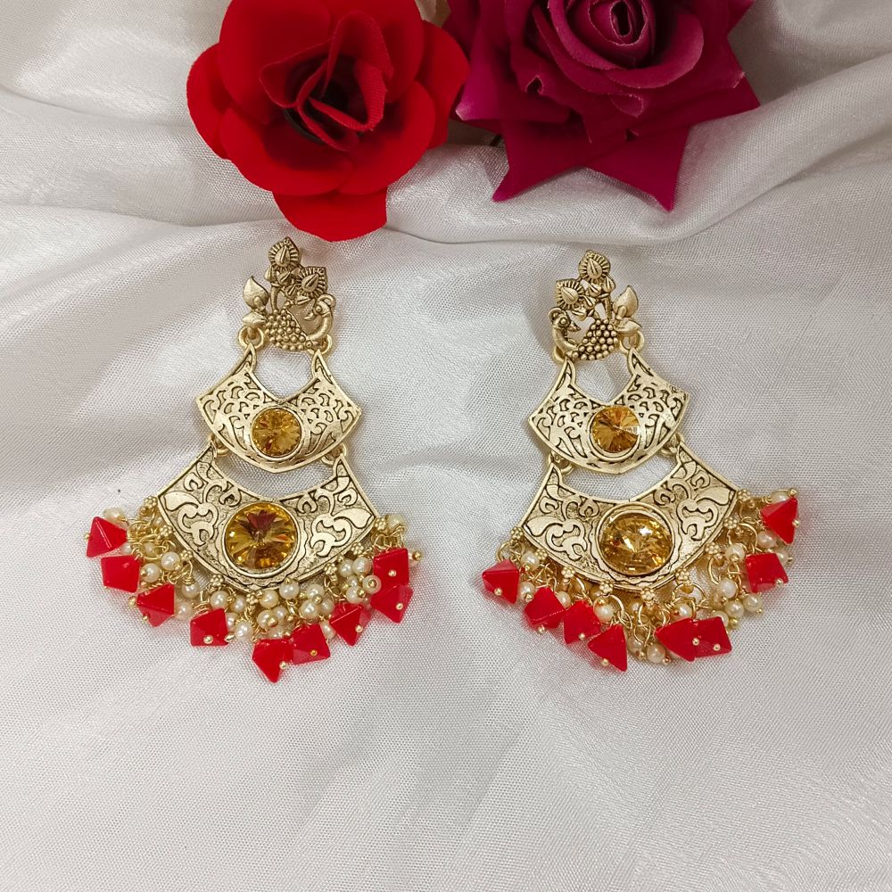 JewelMaze Crystal Stone Gold Plated Dangler Earrings