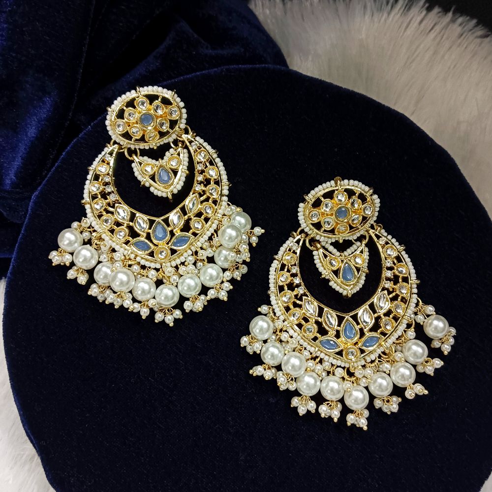 JewelMaze Kundan Stone Gold Plated Dangler Earrings
