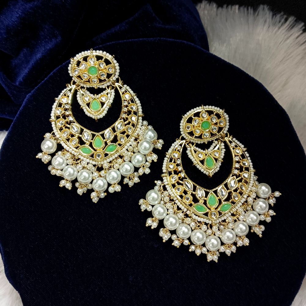 JewelMaze Kundan Stone Gold Plated Dangler Earrings