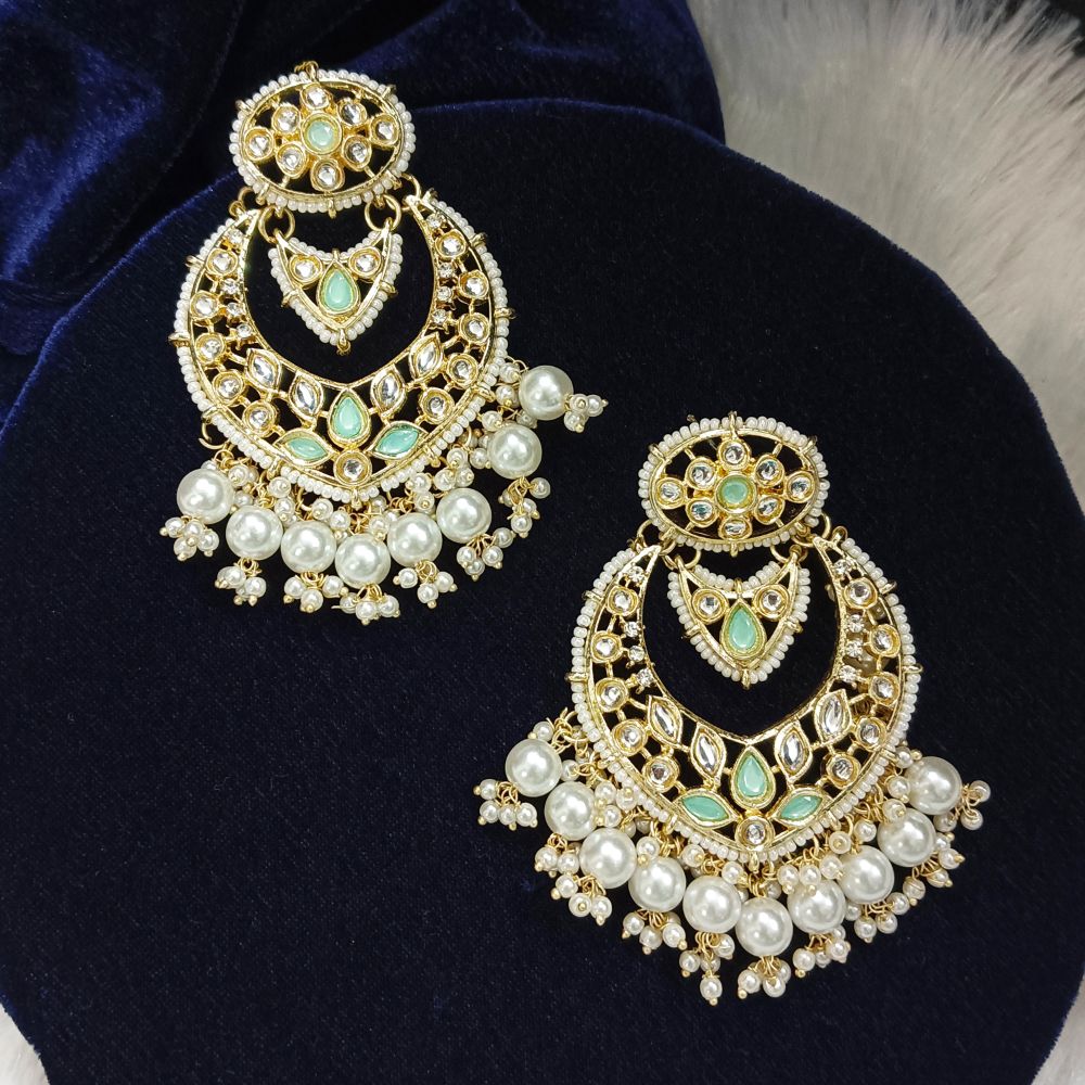JewelMaze Kundan Stone Gold Plated Dangler Earrings