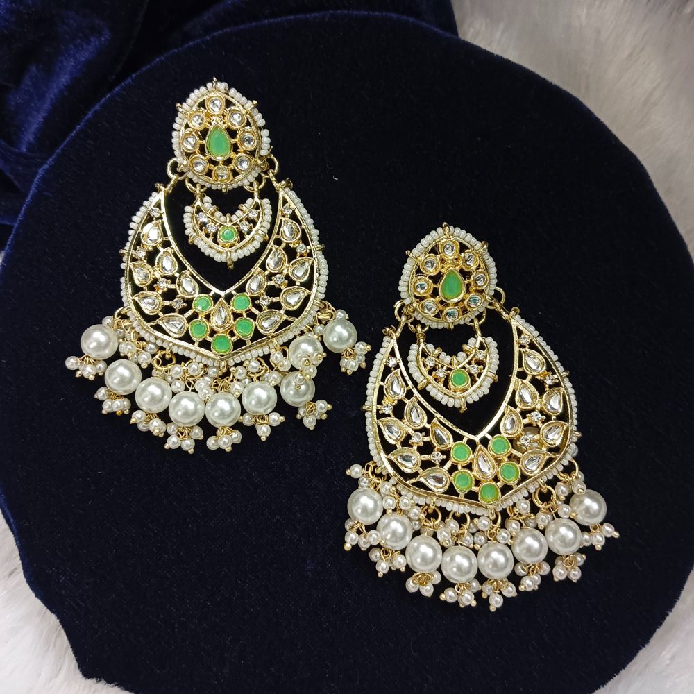 JewelMaze Kundan Stone Gold Plated Dangler Earrings