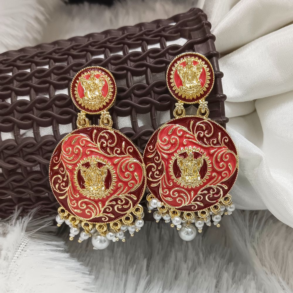 JewelMaze Meenakari Gold Plated Dangler Earrings